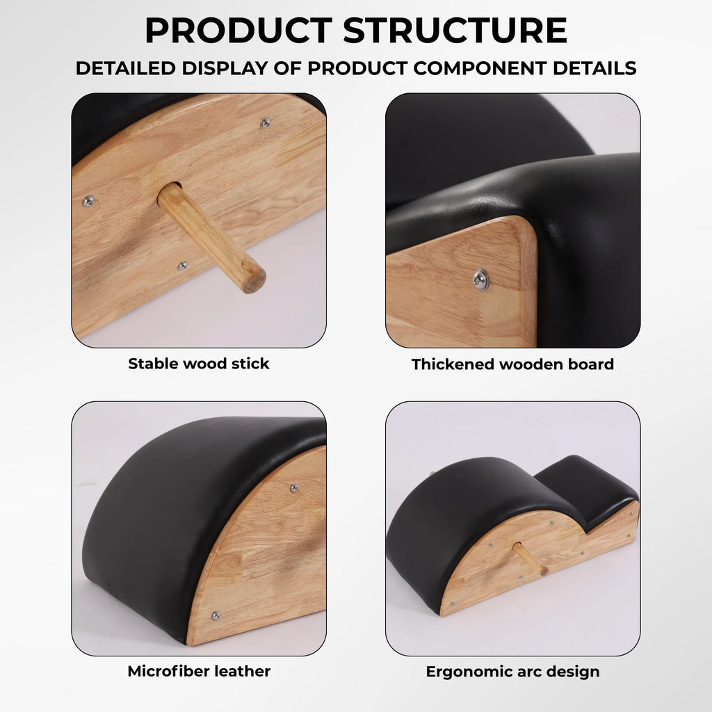 Maple Wood Pilates Spine Corrector Portable Studio Equipment Black
