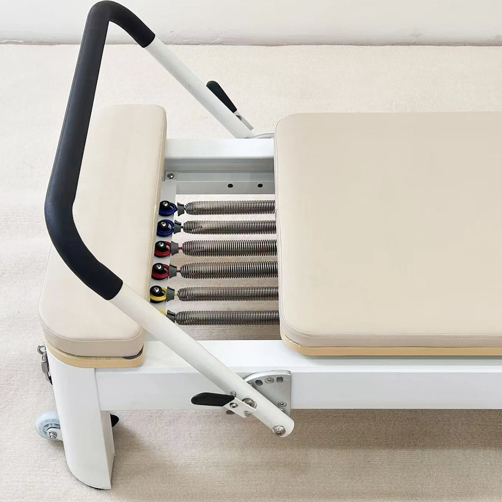 Premium Aluminum Alloy Pilates Reformer Studio Grade White 2540mm