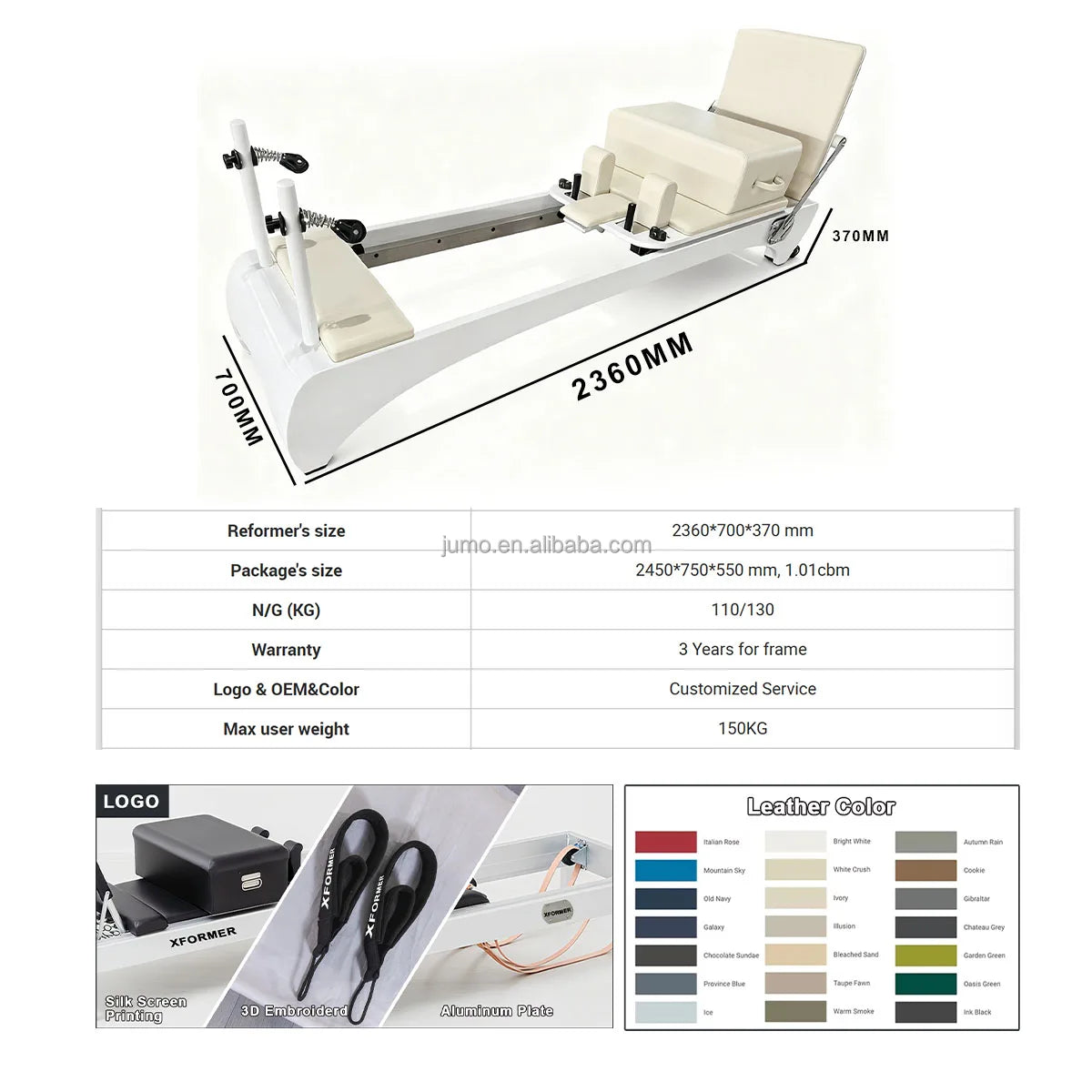 Professional Oak Wood Pilates Reformer Studio Grade 2360mm