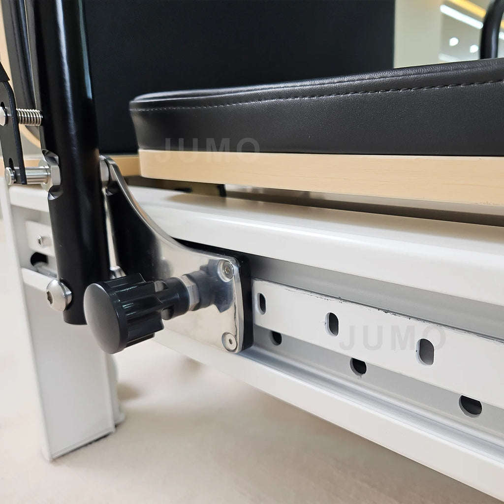 Commercial Aluminum Pilates Reformer Adjustable White Frame 243cm