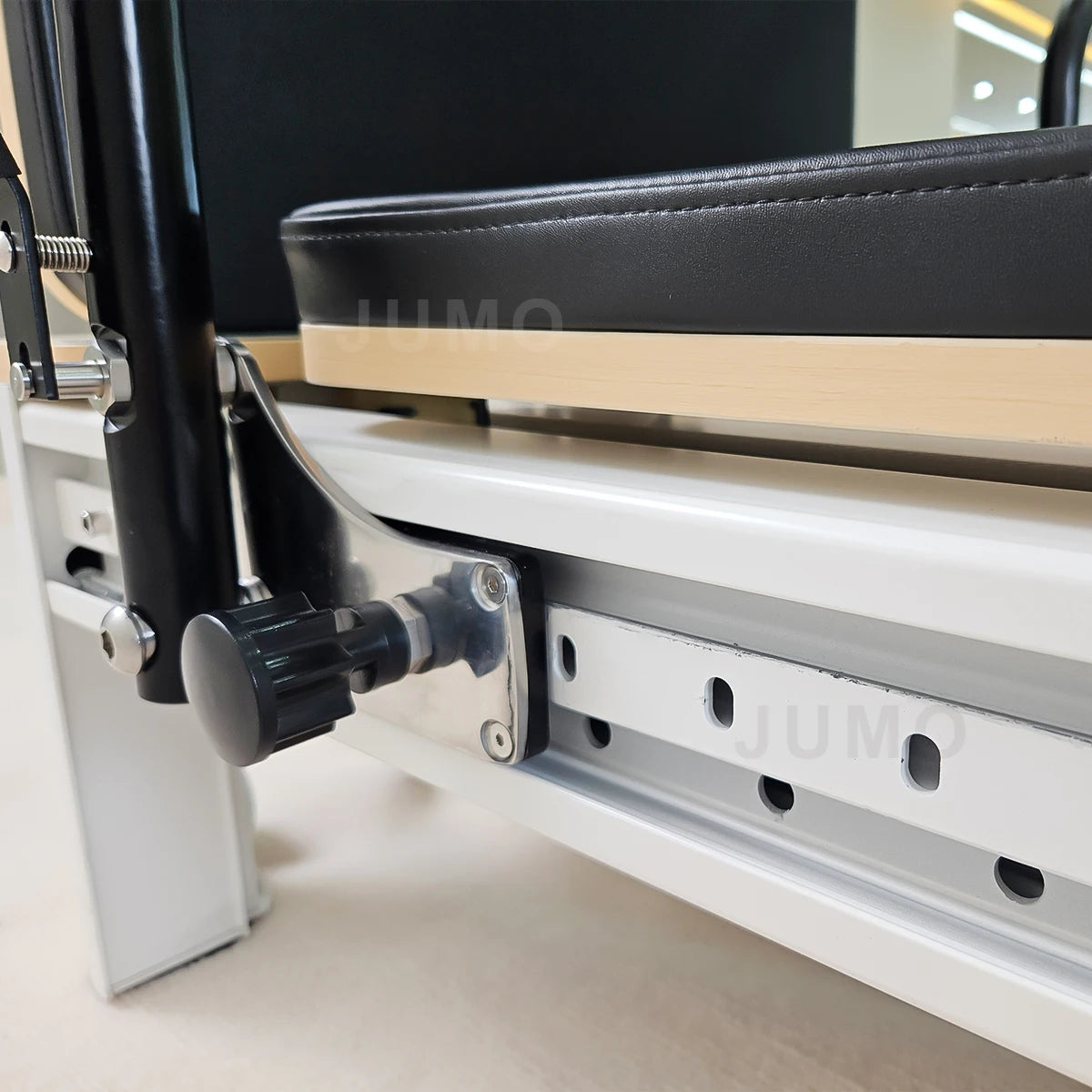 Commercial Aluminum Pilates Reformer Adjustable White Frame 243cm