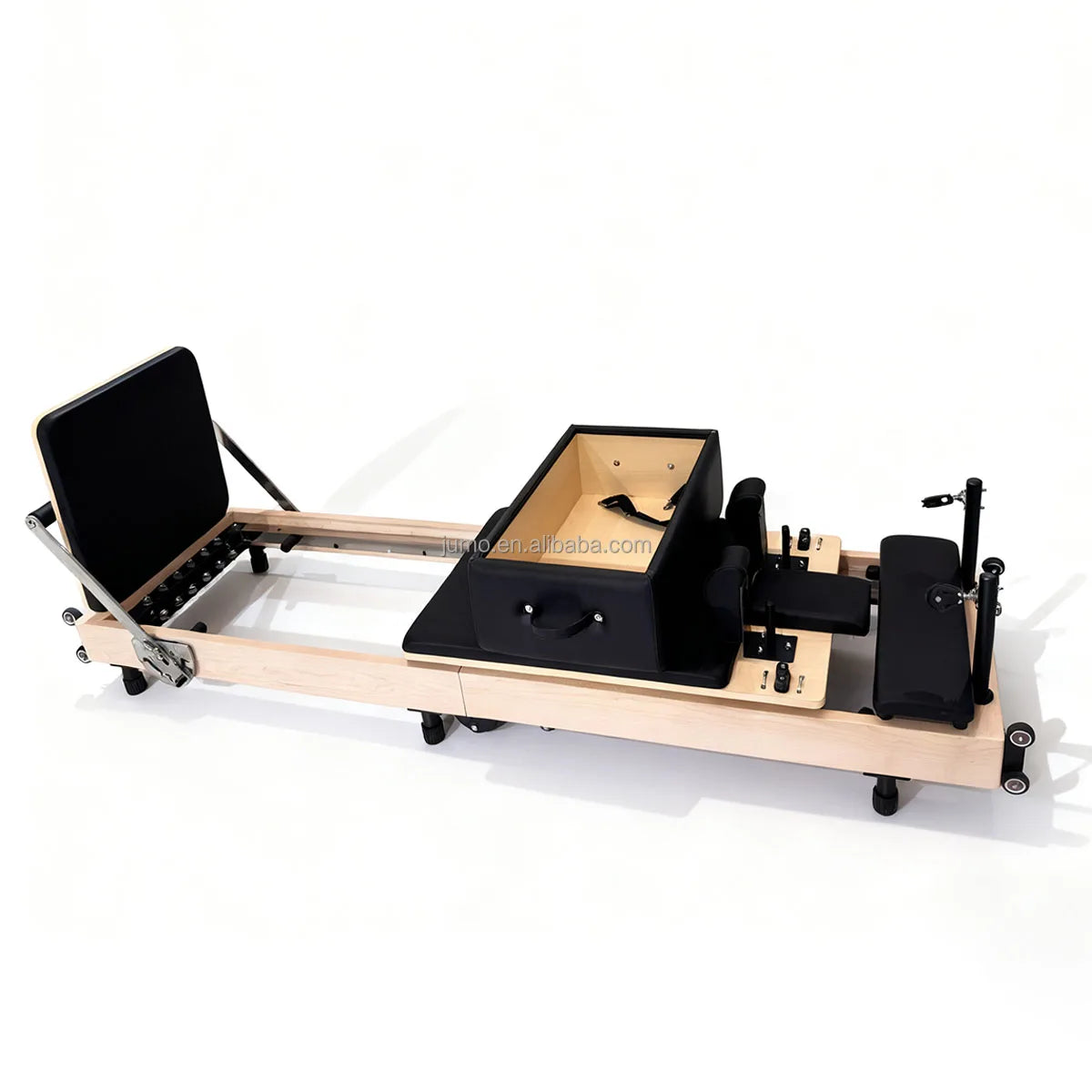 Foldable Maple Wood Pilates Reformer Machine 94in Black