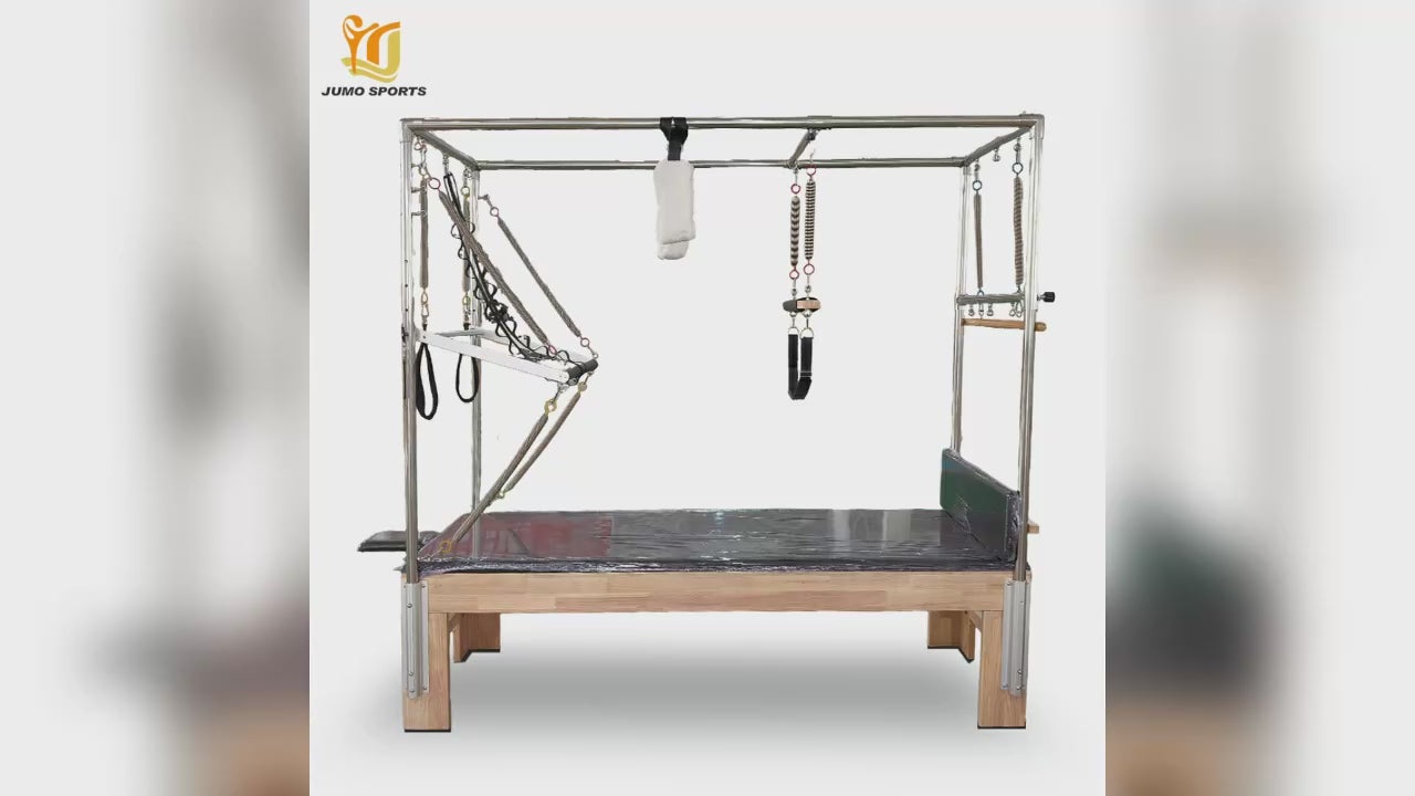 Oak Wood Full Trapeze Pilates Reformer Cadillac Gray 2480mm