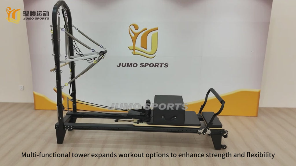 Aluminum Half Tower Pilates Reformer Machine 2400mm Black