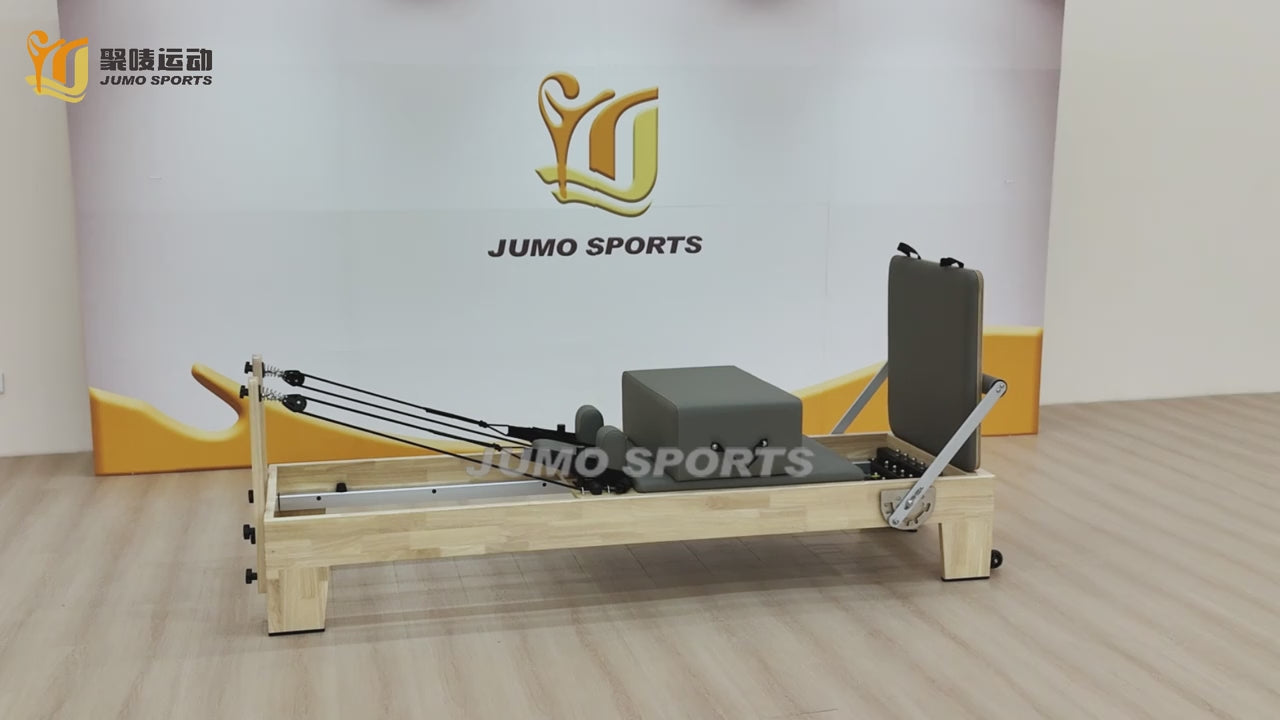Oak Wood Pilates Reformer Professional Studio Fitness Machine Gray