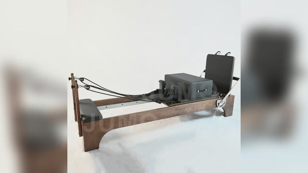 Walnut Pilates Reformer Machine Black Leather Finish 2390mm